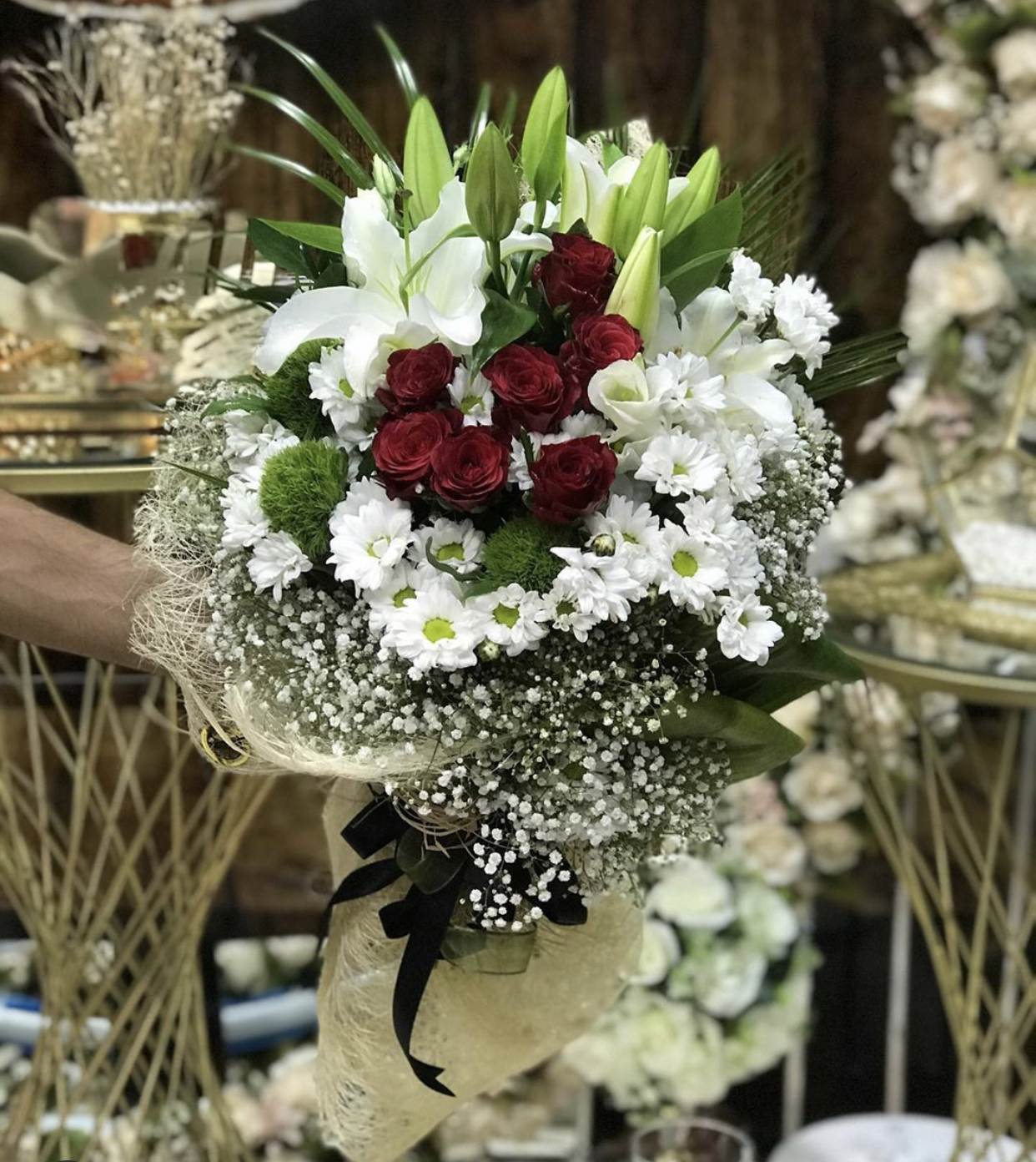 LİLYUM + GÜL + PAPATYA DEMETİ